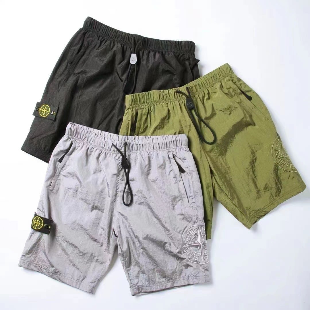 長褲, 衛褲, 衛衣, 短褲, 短袖, 夾克, T恤, Burberry - 跑量🉐️款號FZ031🪁Stone Island石頭島2021ss夏款輕薄金屬褶皺尼龍側邊羅盤大刺繡短褲 訂