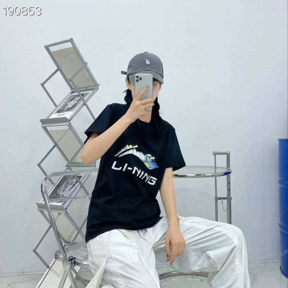 短袖, T恤 - 3# 李寧新款山經海浪🌊情侶款短袖有海浪 有山體 採用220克純棉面料 非常適合情侶搭配 上身舒適