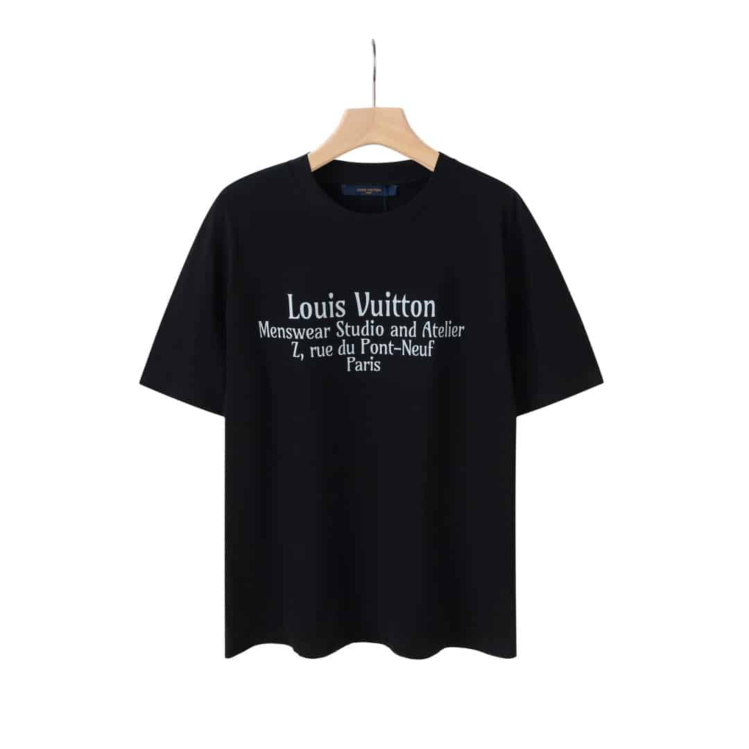 短袖, T恤, GUCCI - 29089# LV 黑白印花男女同款純棉短袖T恤 原版面料 官方同款 定製260 雙股32支雙紗純棉精