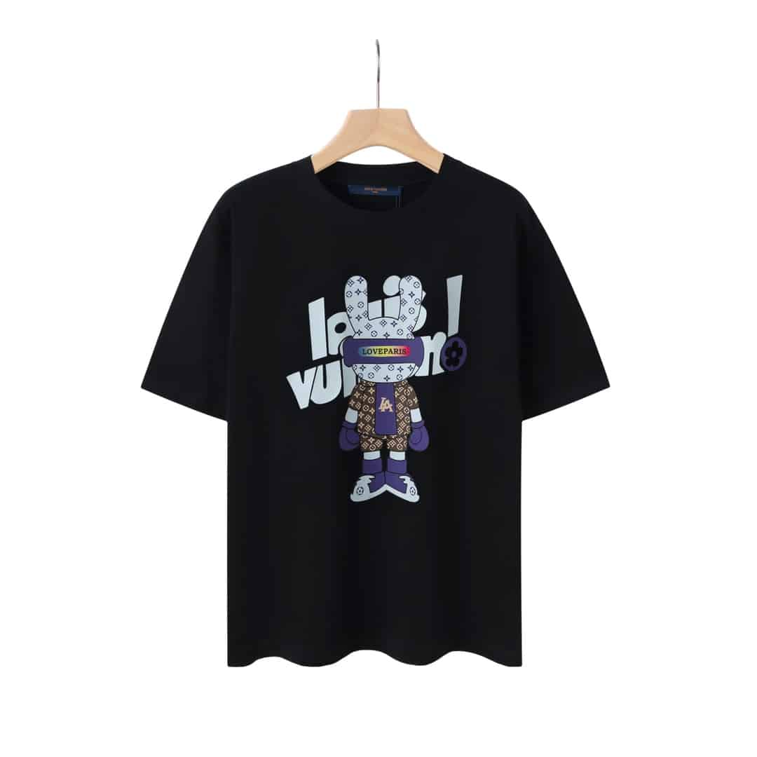 短袖, T恤, GUCCI - 29086# LV 兔年限定秀場限定23ss新款潮流ins老花兔子字母印花 定製260 雙股32支雙紗