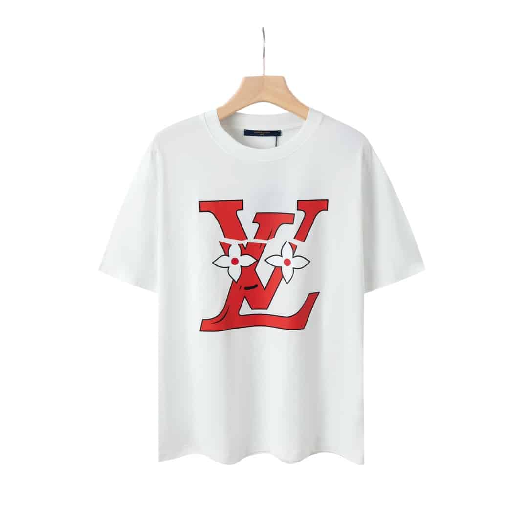短袖, T恤, GUCCI - 29082# LV 黑白印花男女同款純棉短袖T恤 原版面料 官方同款 定製260 雙股32支雙紗純棉精