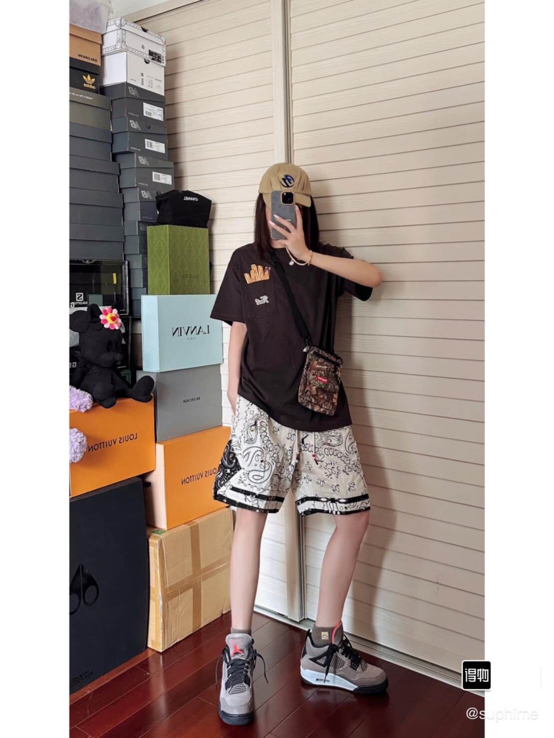 短褲, 短袖, T恤, GUCCI - Jordan × Ts聯名全印花抽繩運動短褲 硬貨來襲 男女同款 工藝復雜 包裝吊牌齊全