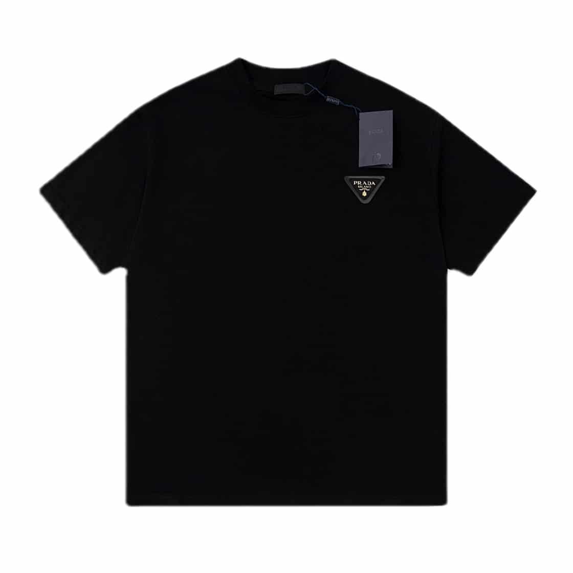短袖 - JS K128#Prada RA 普拉達系列胸前立體三角標膠印logo經典基礎短袖 重磅260G定製32