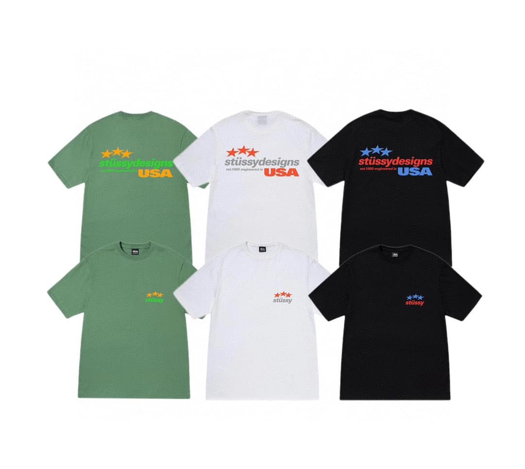 衛衣, 短袖, T恤 - Stussy SS23 STUSSY DESIGNS USA TEE 純色字 母印花圓領短袖T