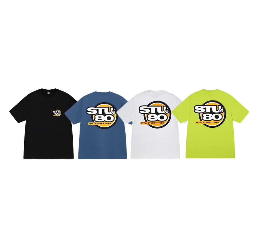 衛衣, 短袖, T恤 - StusSy SS23 HOT 80 TEE 背面印花圓領短袖T恤 顏色黑色 白色 霧霾藍