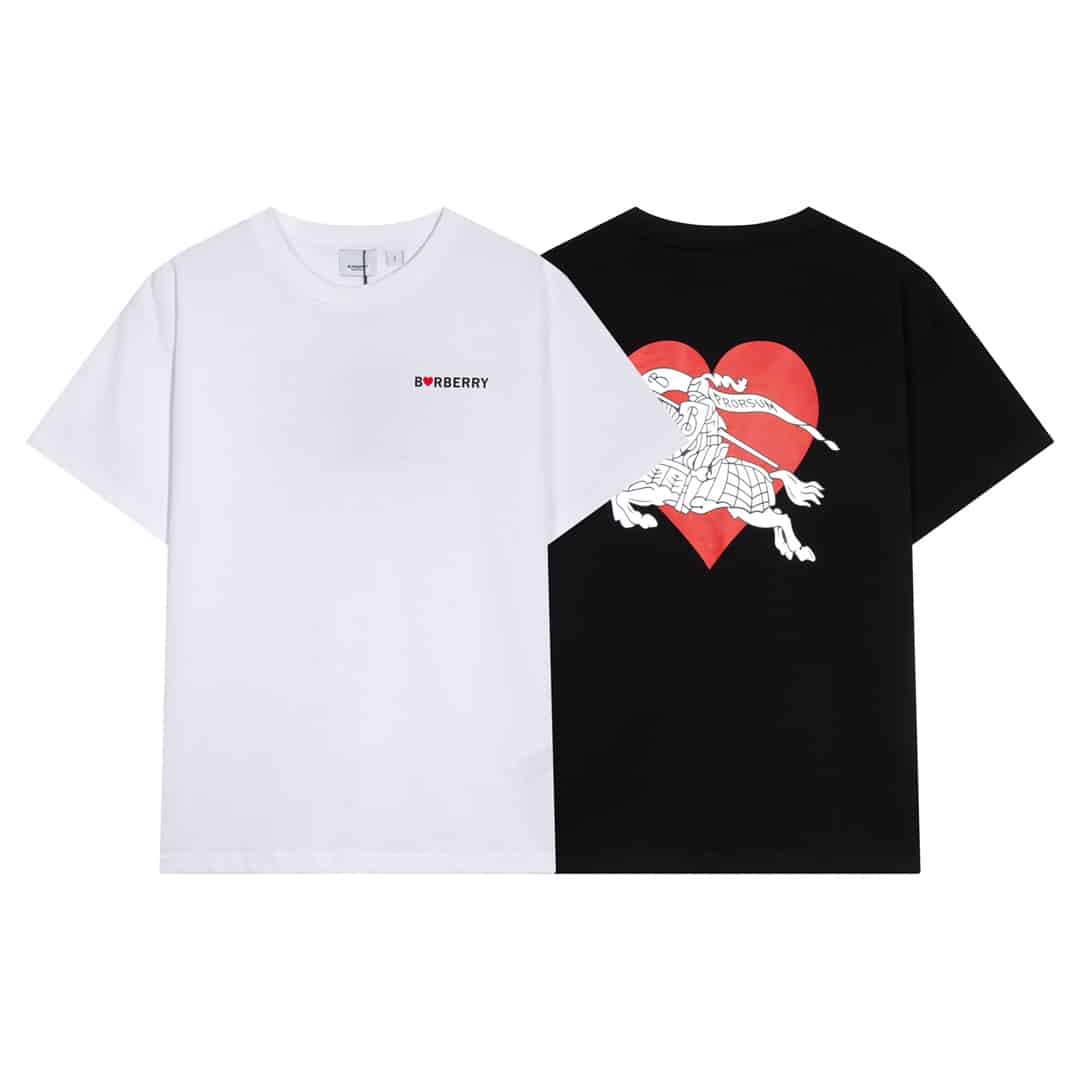 短袖, T恤, Burberry - YES#822高端品質 獨家定製 巴寶莉Burberry七夕情人節限定款愛心戰馬圓領短袖。採用定織定染高克重