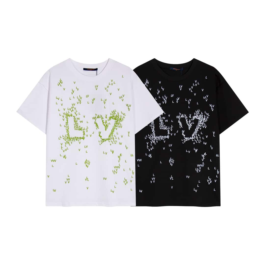 短袖, T恤, Burberry - YES303高端品質 獨家定製 lv刺繡logo圓領短袖 採用定織定染高克重原版面料 洗水完高達280g純棉