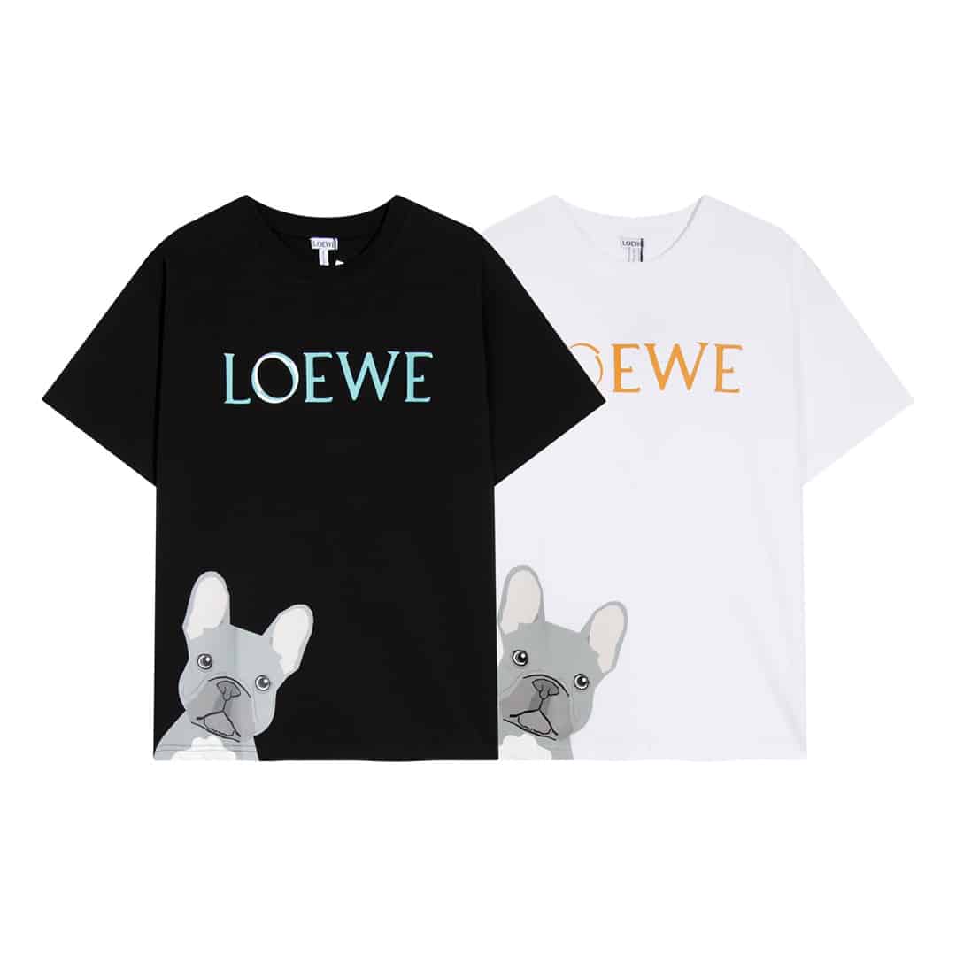 短褲, 短袖, T恤, Burberry - YES901高端品質 獨家定製 loewe羅意威卡通🐶字母logo圓領短袖 採用定織定染高克重原版面料 洗水