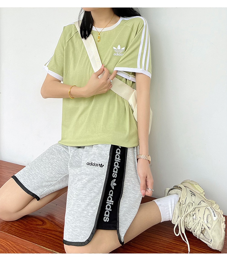 長褲, 短褲 - FY336# ✨ADIDAS三葉草日系拼色串標輕舒開叉運動短褲✨ 精選柔軟舒適鑽石紋面料 舒適剪裁側邊撞色面