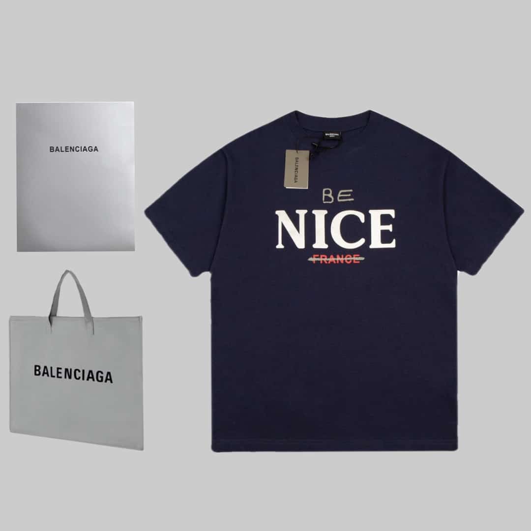 襯衫, 短袖, T恤 - BJK ❤ 高品質 Balenciga 巴黎世家2023SS NICE字母T恤💫💫純棉柔軟面料 對色定染面料