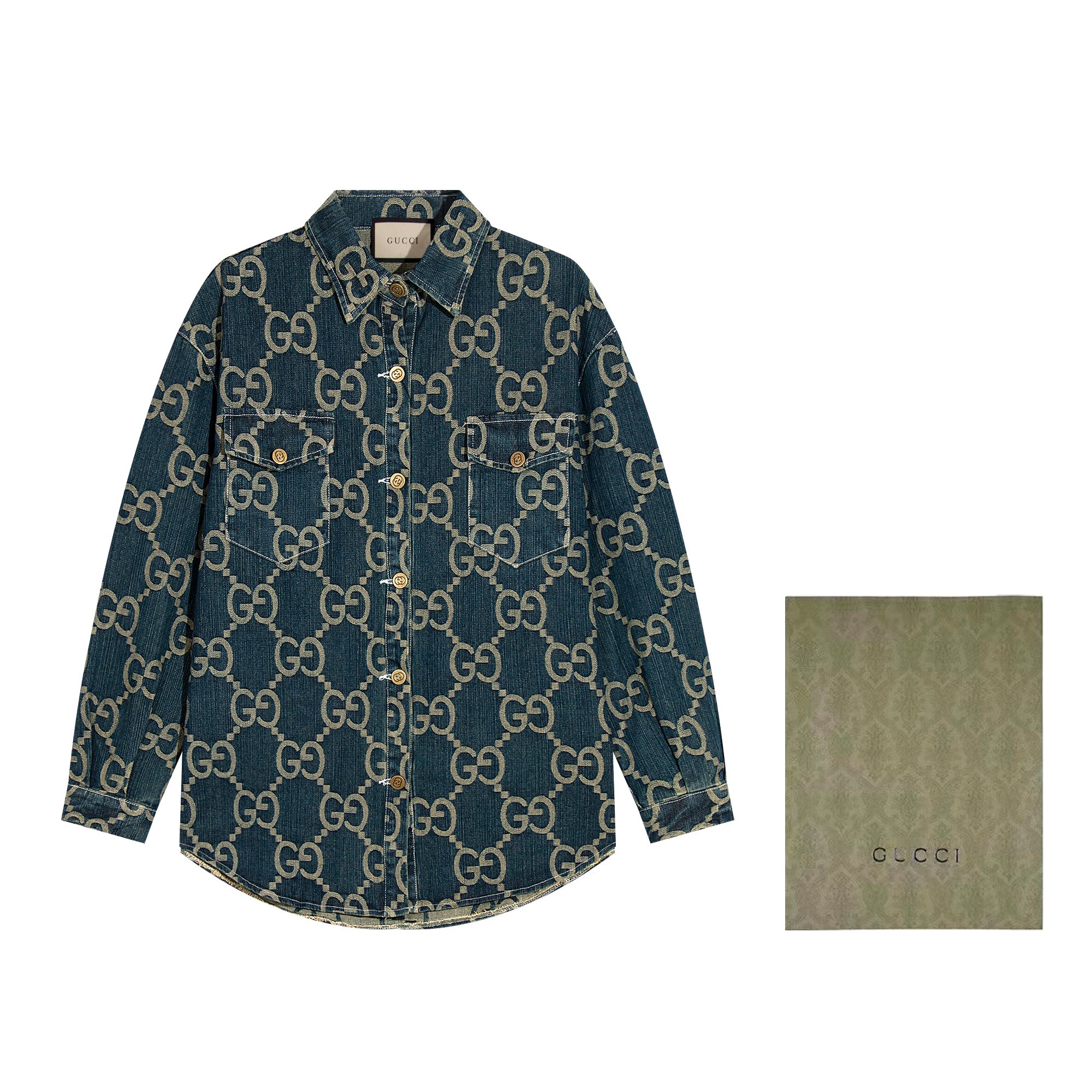 襯衫, 短袖, 夾克, T恤 - ZC 古奇系列 古奇系列 𝟐𝟐Fw秋冬最新 超級大爆款 古奇大字母雙G牛仔外套出貨定製密度面料 男女同款