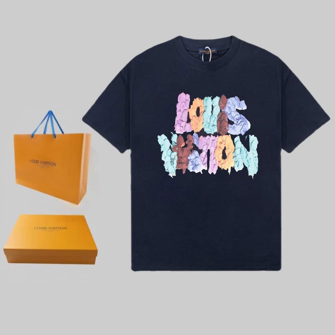 襯衫, 短袖, 夾克, T恤, LOUIS VUITTON - BJK ❤ LOUIS VUITTON 路易威登 秀場限定炫彩印花短袖T恤 定製240克同缸染面料 🎤手感非常