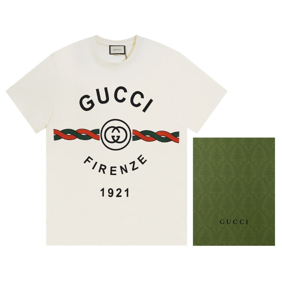 襯衫, 短袖, 夾克, T恤, LOUIS VUITTON, GUCCI - BJK 古馳最新款上貨 這款棉質T恤正面飾有Gucci 1921 搭配互扣式雙G刺繡 標志性紅 綠印