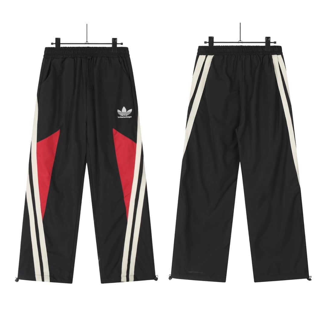 長褲, 衛褲, 短褲, 短袖, 夾克, T恤, GUCCI, Burberry - KL#L38 巴黎世家BALANCEGA X Adidas阿迪達斯聯名復古拼接撞色條紋抽繩長褲 設計感十足的