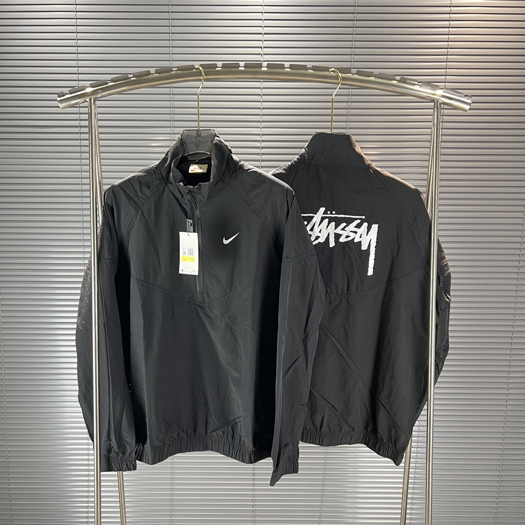 衛衣, 棒球服, 棉服, 夾克 - 款號 22新款Stussy x Nike 聯名半拉鏈戶外運動梭織速干防曬休閒情侶外套 Stussy