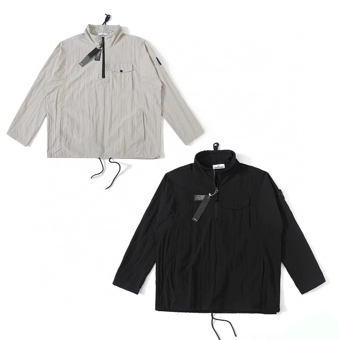 夾克 - FZ1397 STONE ISLAND 石頭島半拉鏈外套夾克 石頭島半拉鏈機能外套 顏色黑色 灰色 尺碼