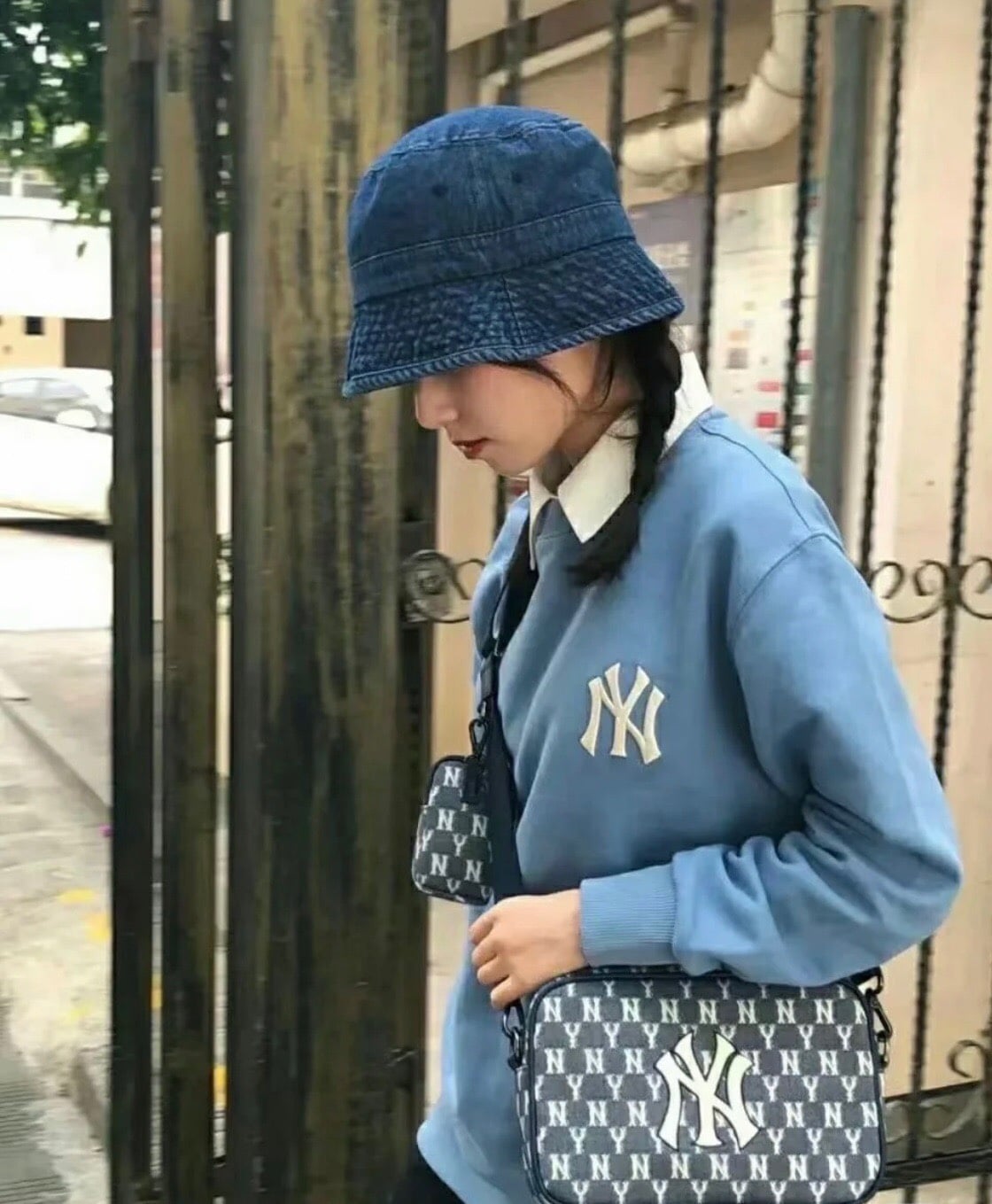 長褲, 長袖, 襯衫, 衛衣, Burberry - OK4044 韓國品牌MLB專櫃同款二合一相機包子母包 牛仔滿印單肩包 復古老花高密度刺繡NY斜跨包 全網爆