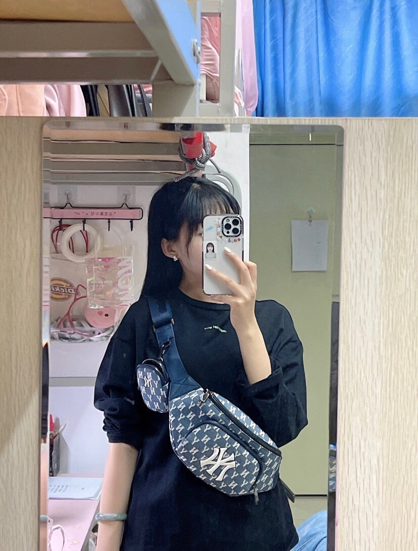 長褲, 長袖, 襯衫, 衛衣, Burberry - OK#3018 小紅書爆款韓國MLB胸包2021新款NY老花洋基隊運動斜挎包腰包ins潮流男女同款牛仔藍子