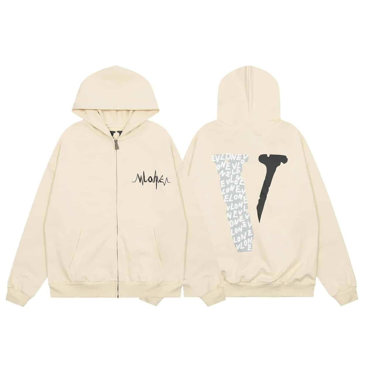 長褲, 長袖, 襯衫, 衛褲, 衛衣, Burberry - 跑量價 QC V140 VLONE高品質心電圖大V拉鏈連帽衛衣外套 超高性價比 隨意對比 面料380克純棉