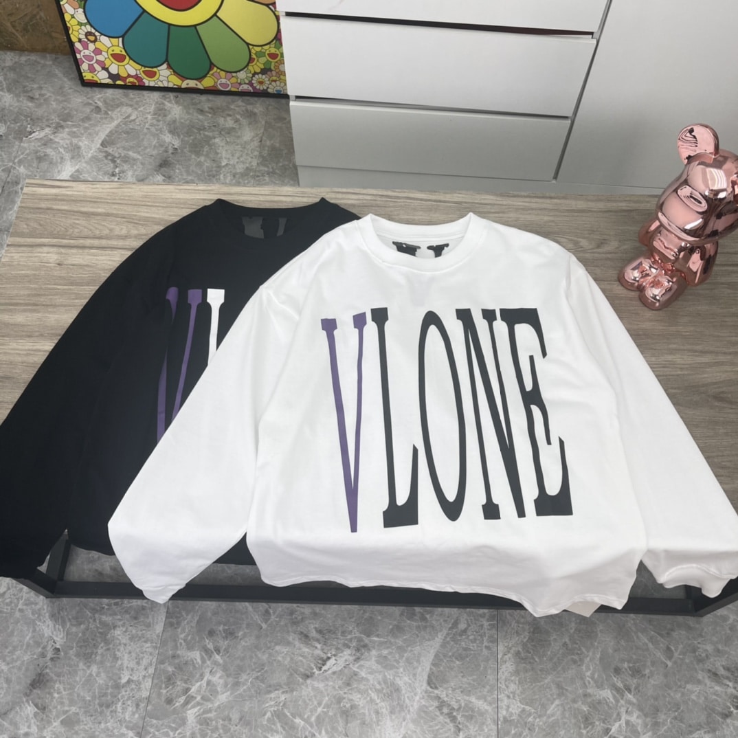 長褲, 長袖, 襯衫, 衛褲, 衛衣, T恤, Burberry - 秋季新款 實拍圖～ QC V011 VLONE高品質大字母紫色大V長袖T恤 秋天可外穿 冬天可打底 一年四季可