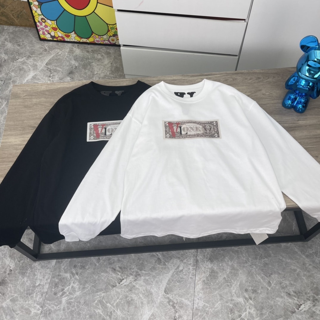 長褲, 長袖, 襯衫, 衛褲, 衛衣, T恤, Burberry - 秋季新款 實拍圖～ QC V021 VLONE高品質美元大V長袖T恤 秋天可外穿 冬天可打底 一年四季可穿 超