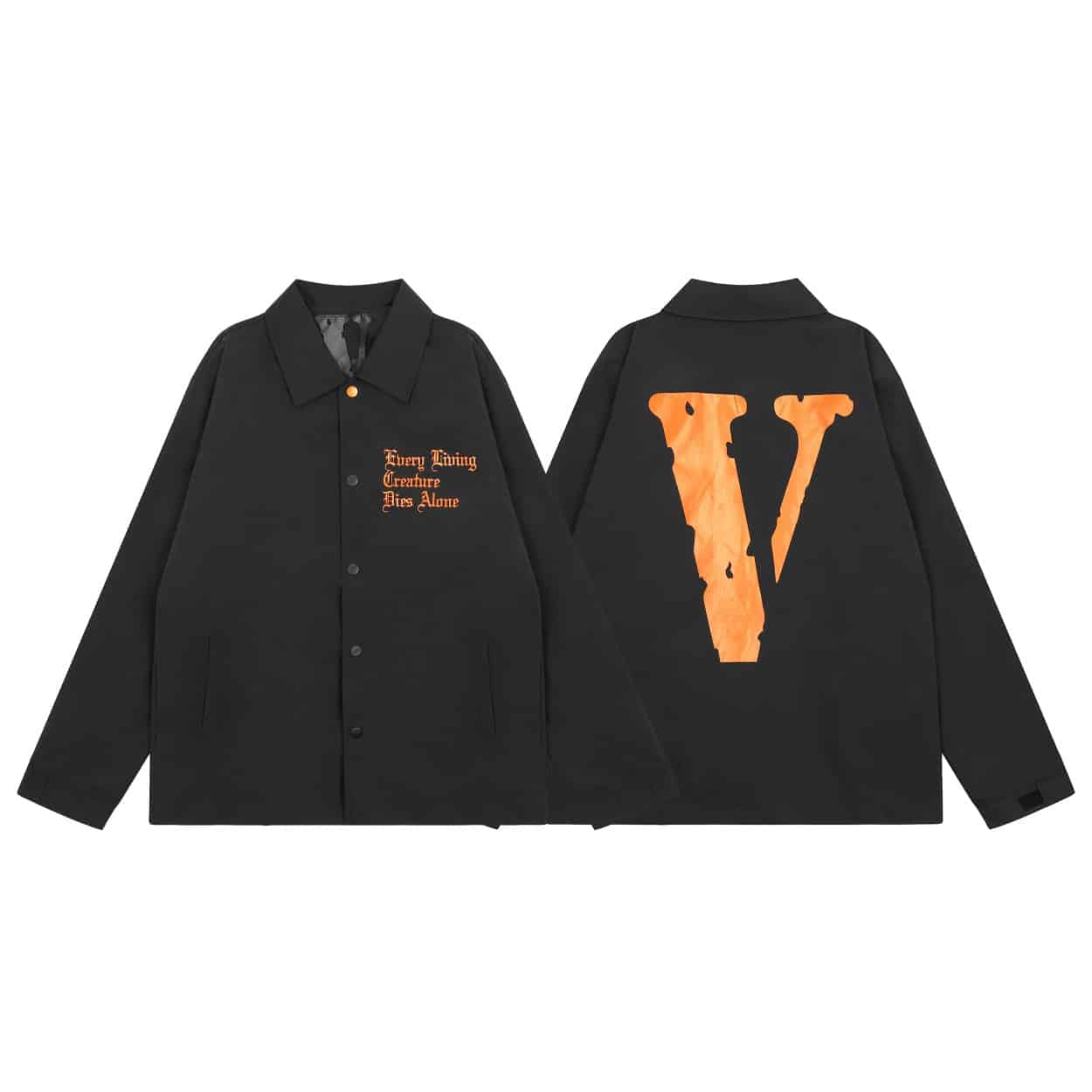 長褲, 長袖, 襯衫, 衛褲, 衛衣, 夾克, T恤, Burberry - 跑量價 QC V151 VLONE經典字母後背橙色大V教練夾克外套 超高性價比 隨意對比 印花熱固油墨印花