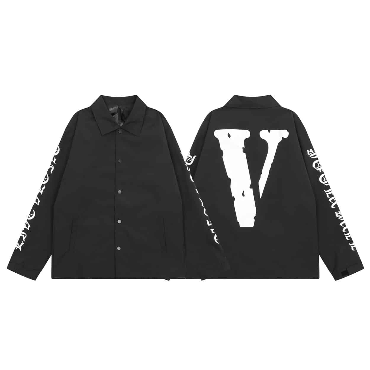 長袖, 衛褲, 衛衣, 夾克, T恤 - 跑量價 QC V150 VLONE哥特字母後背白色大V教練夾克外套 超高性價比 隨意對比 印花熱固油墨印花