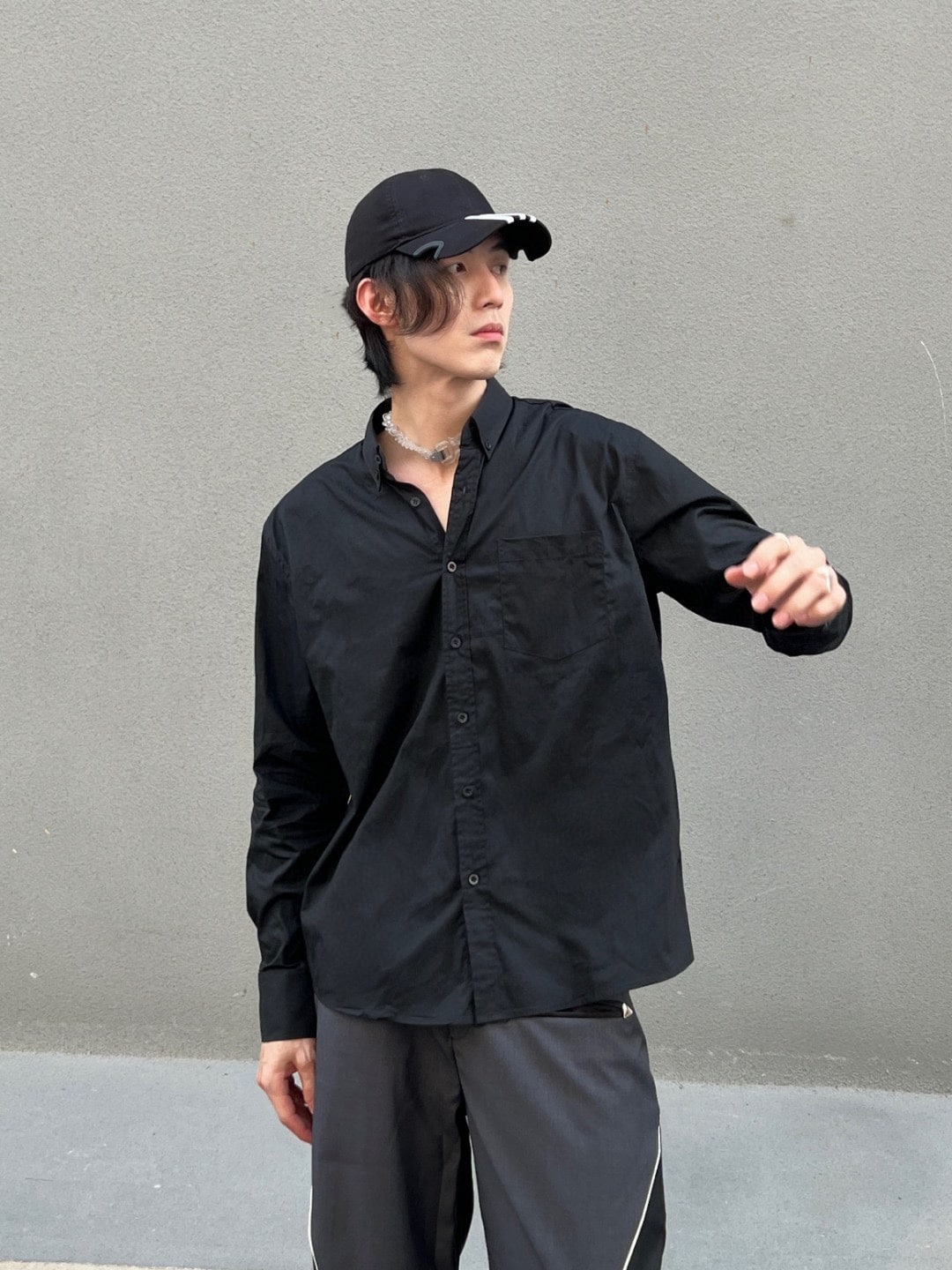 長袖, 襯衫, 衛褲, 衛衣, 夾克, T恤 - 模特實拍 高版本balenciaga美紋紙膠帶長袖襯衫百分百純棉寬松版本男女同款