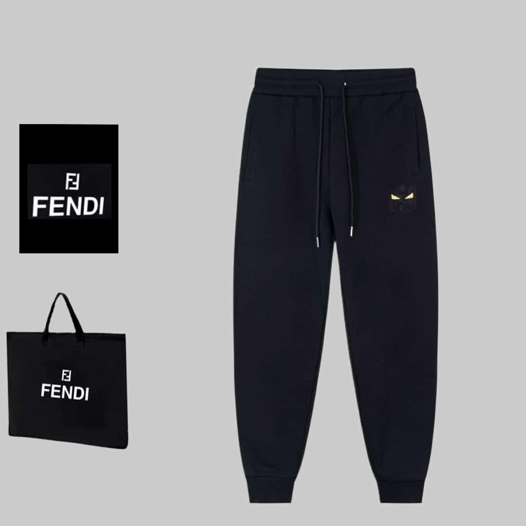 長褲, 長袖, 襯衫, 衛褲, 衛衣, 短袖, 夾克, T恤, Burberry - BJK FENDI 芬迪 小魔怪雙FF眼睛刺繡🪡 LoGO標識。長褲、高品質牛肚面料、🏓特別手感、超級質感