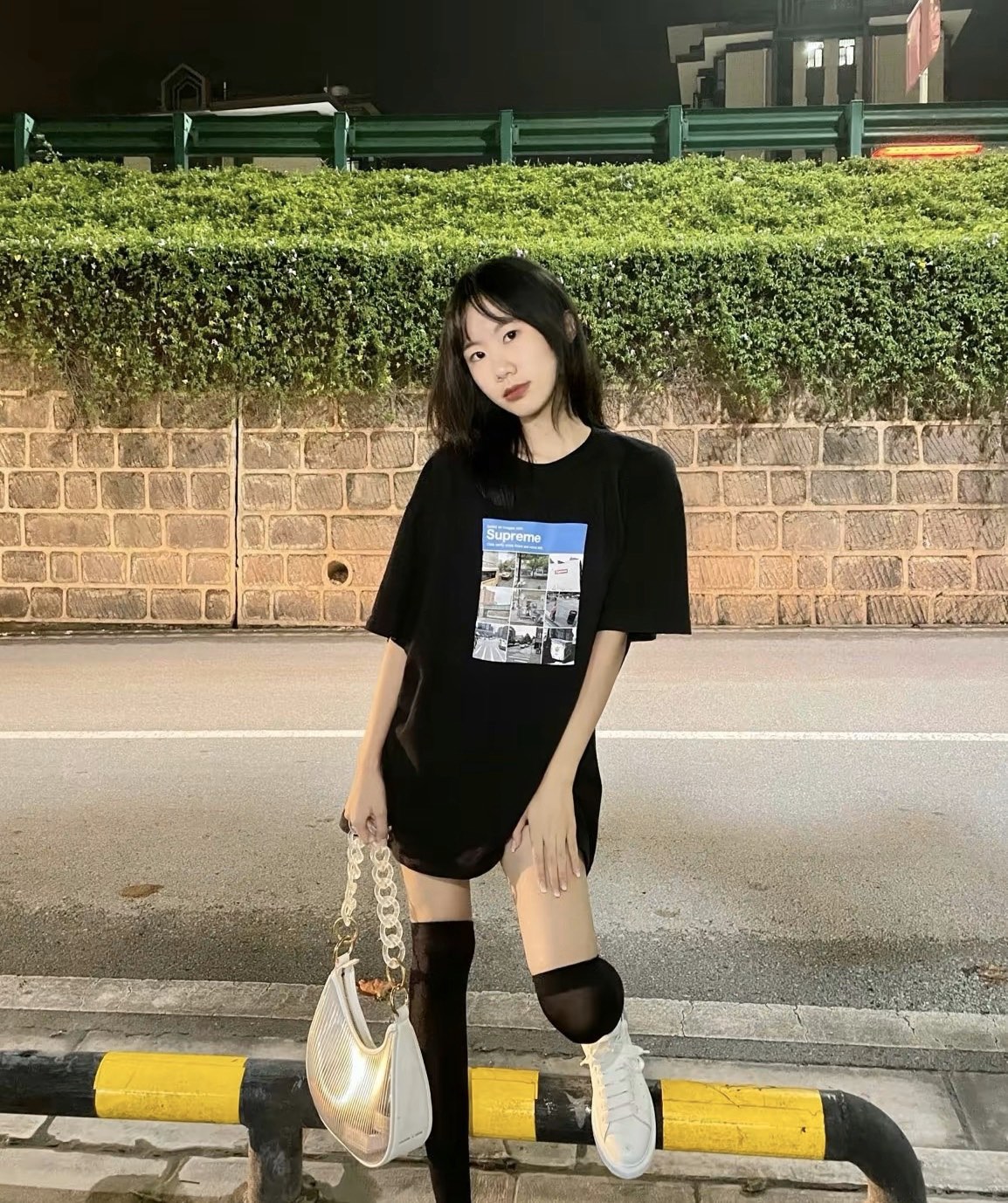 短袖, T恤 - C3 S058 Sureme 20FW Verify Tee街景九宮格照片寬松短袖T恤男女同款 顏色黑色