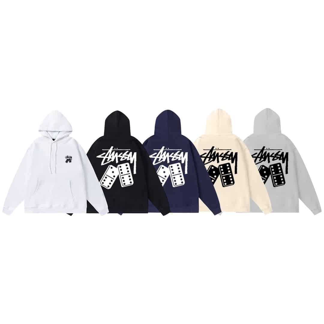 衛褲, 衛衣, 短褲, 短袖, T恤 - Stussy SS23 斯圖西雙重骰子印花連帽衛衣 現貨發售 男女同款 不起球不掉色 大毛圈落