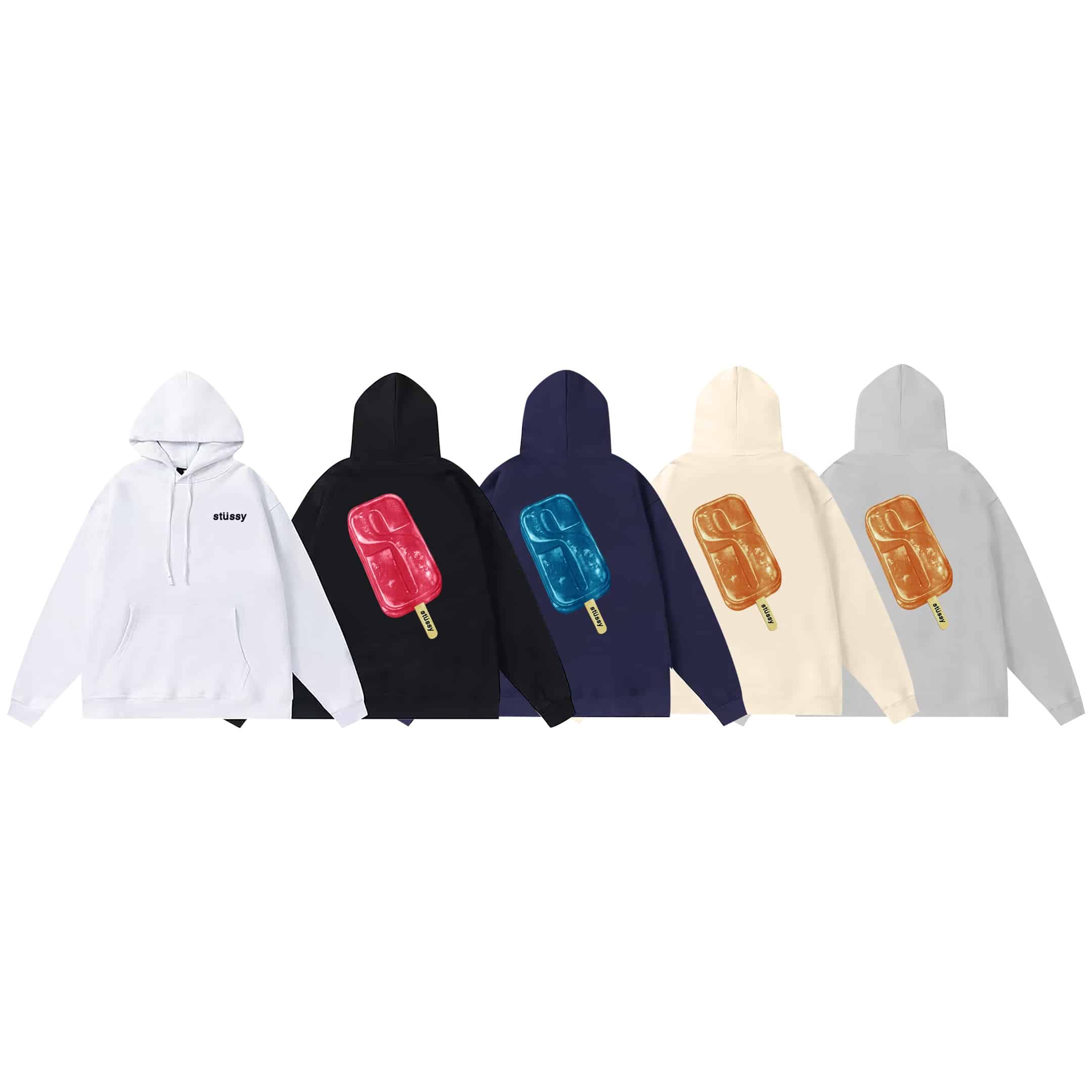 衛褲, 衛衣, 短褲, 短袖, T恤 - Stussy SS23 斯圖西雪糕印花連帽衛衣 現貨發售 男女同款 不起球不掉色 大毛圈落肩版