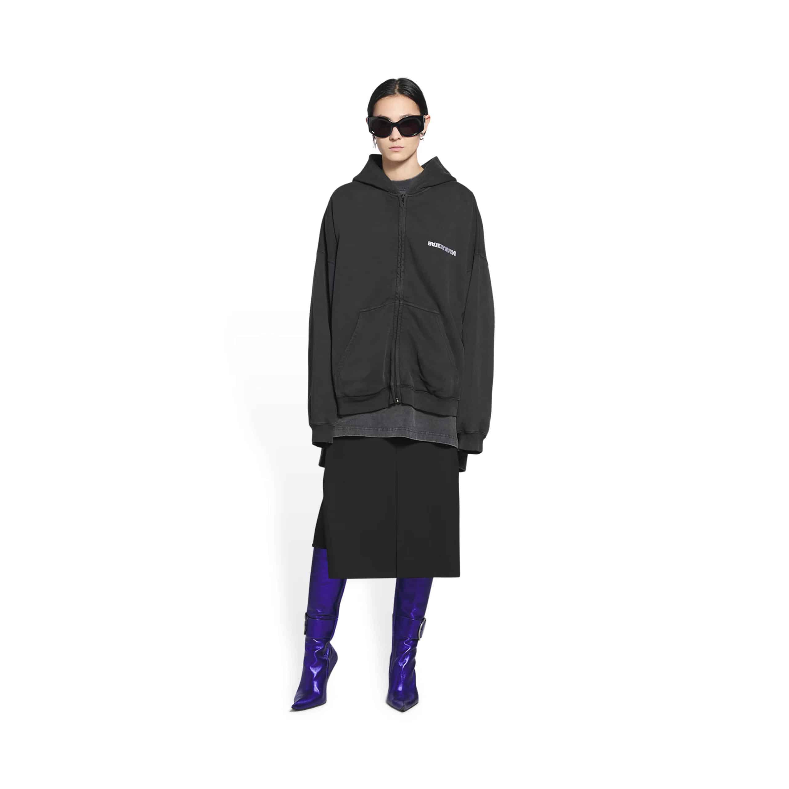 長褲, 長袖, 襯衫, 衛衣, 短袖, 夾克 - 8133洗水黑# Balenciaga 22FW新款 最高版本 倒字刺繡運動拉鏈衛衣。 100%