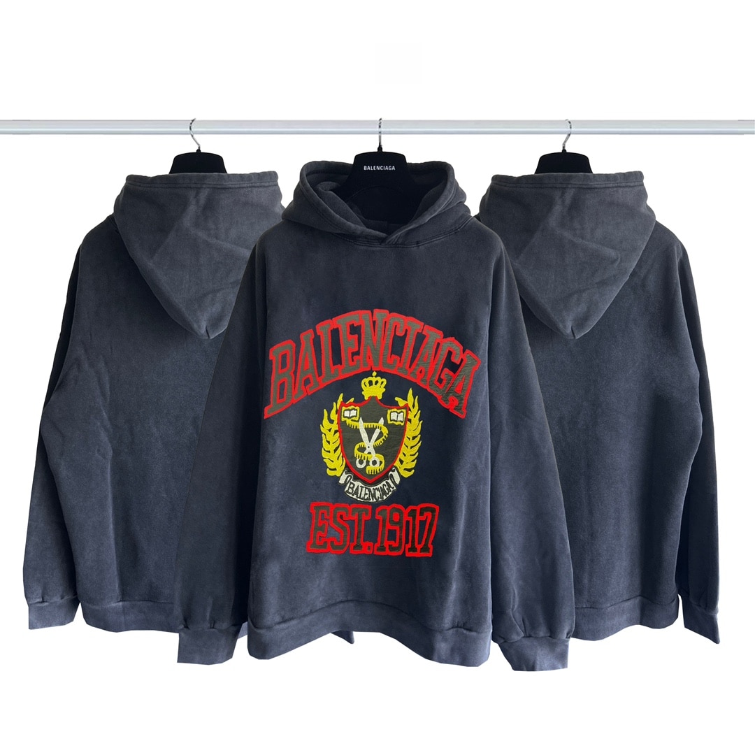 長褲, 長袖, 衛衣, 短袖, 棒球服 - 巴黎世家Balenciaga 麥穗剪刀發泡衛衣 肩部車線平直 採用雙壓線工藝 肩膀處內里帶壓條 重磅頂級純