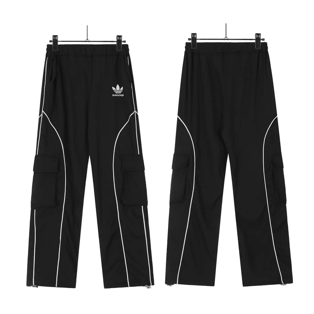 長褲, 長袖, 襯衫, 夾克 - #KL J46 巴黎世家BALANCEGA X Adidas阿迪達斯聯名多口袋工裝拼接條紋直筒長褲 設計感十