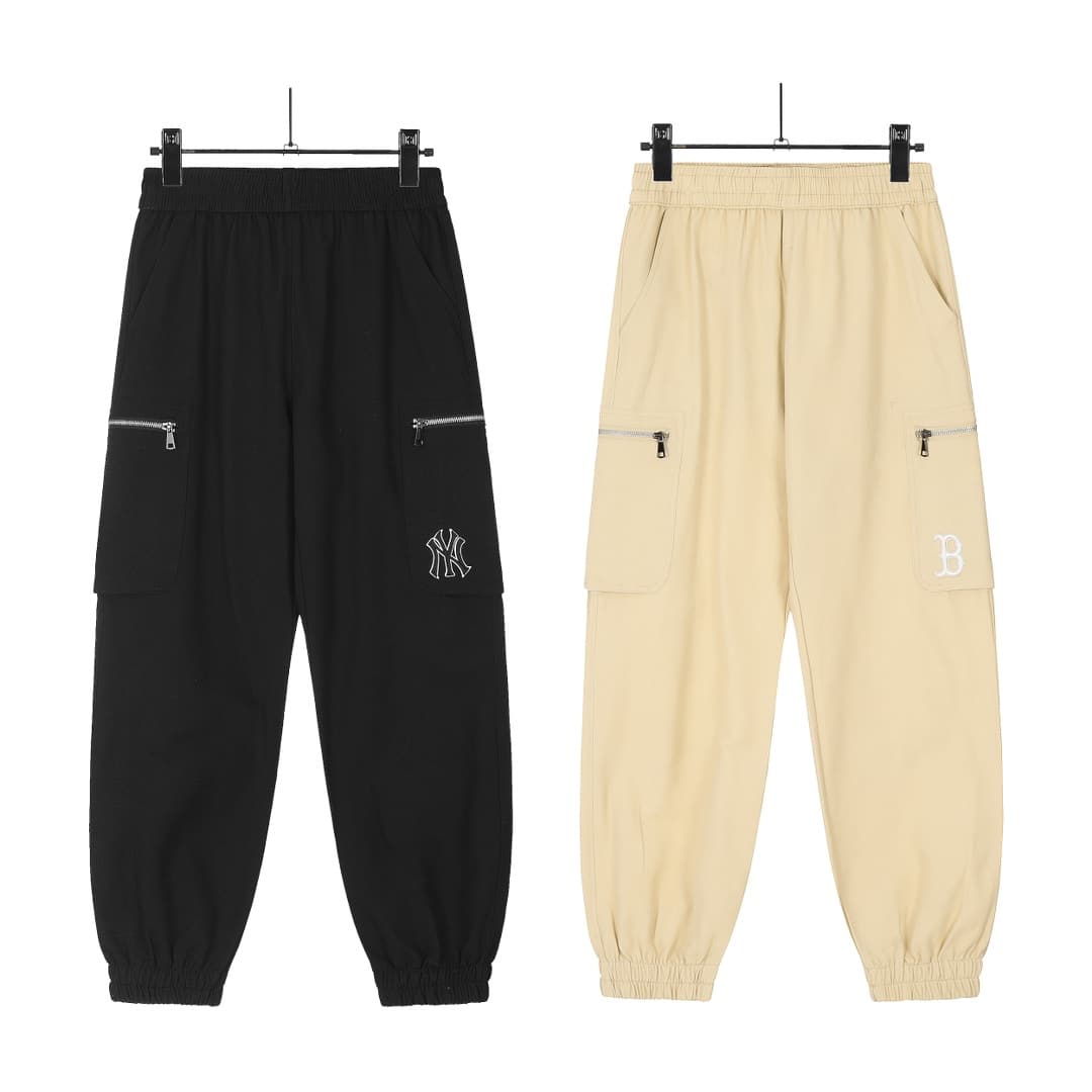 長褲, 長袖, 襯衫, 衛衣, 棒球服, 棉服, 夾克 - KL#J40 NY MLB洋基隊男女經典刺繡小標工裝拉鏈口袋水洗棉長褲 高逼格 萬針刺繡logo 絕對完美的