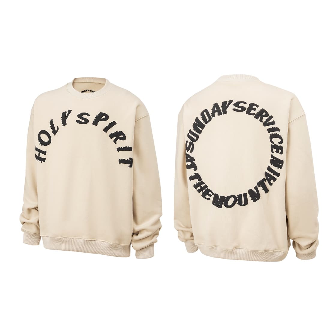 長袖, 襯衫, 衛衣 - DS K46# Kanye cfm周日限定SundayService圓領加絨發泡印花衛衣 顏色杏色 尺碼