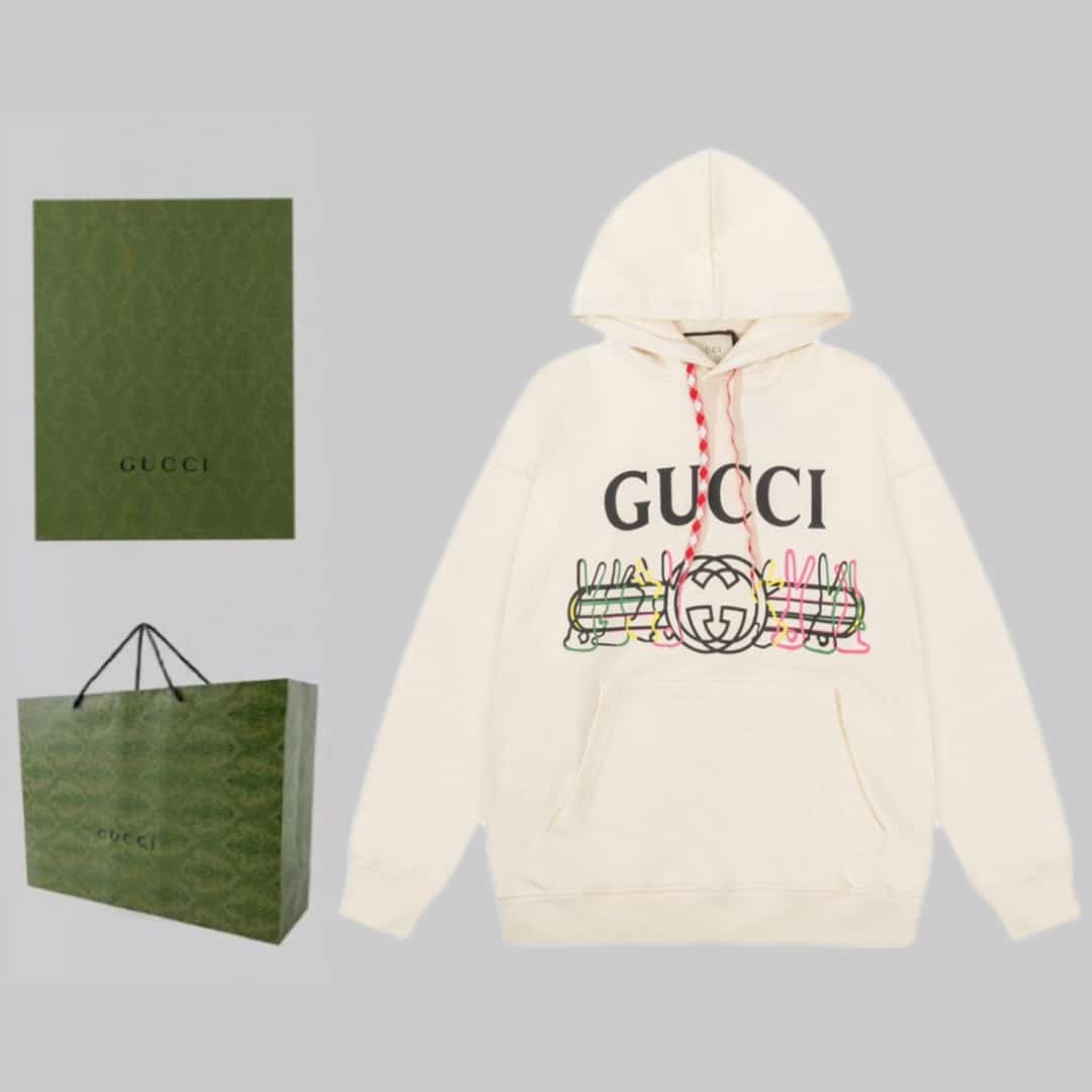 衛衣, GUCCI - BJK GUCCI 古馳 兔年限定 炫彩兔子 印花 大Logo標識精緻升級 連帽衛衣2️⃣ 原版面料 官