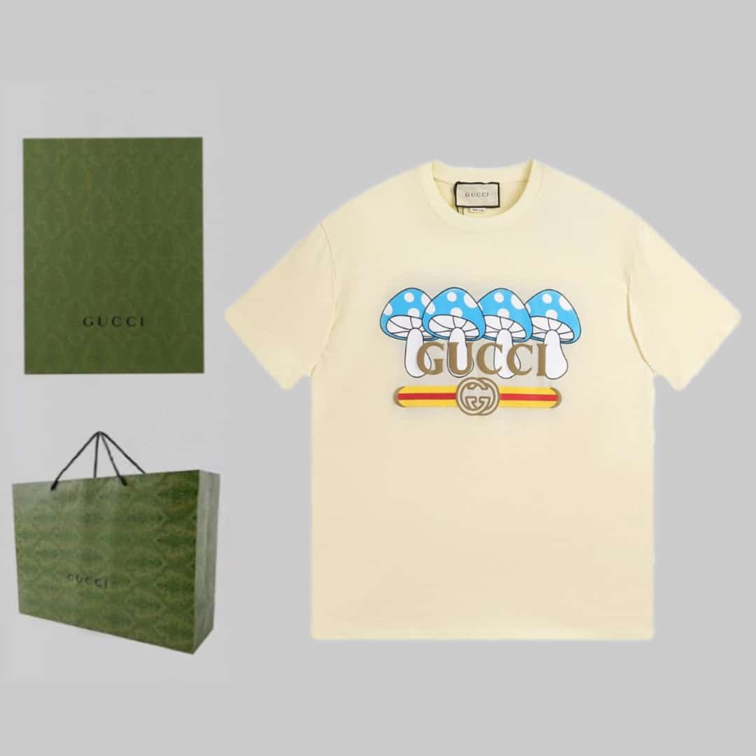 衛衣, T恤, GUCCI - BJK ❤ 高品質Guc 2023新款 字母蘑菇T恤 定製定染高克重原版面料 雙紗純棉面料🎶1️⃣11工藝制