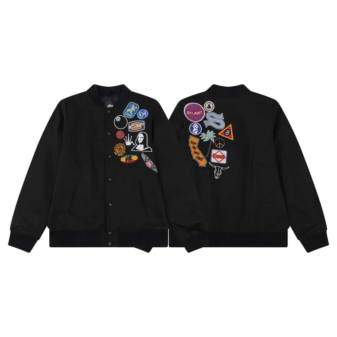 衛衣, 棒球服, 棉服, 夾克 - 款號 STUSSY 斯圖西23款徽章貼布刺繡棒球服夾克 新款經典潮流貼圖立領棒球服夾克外套 全棉