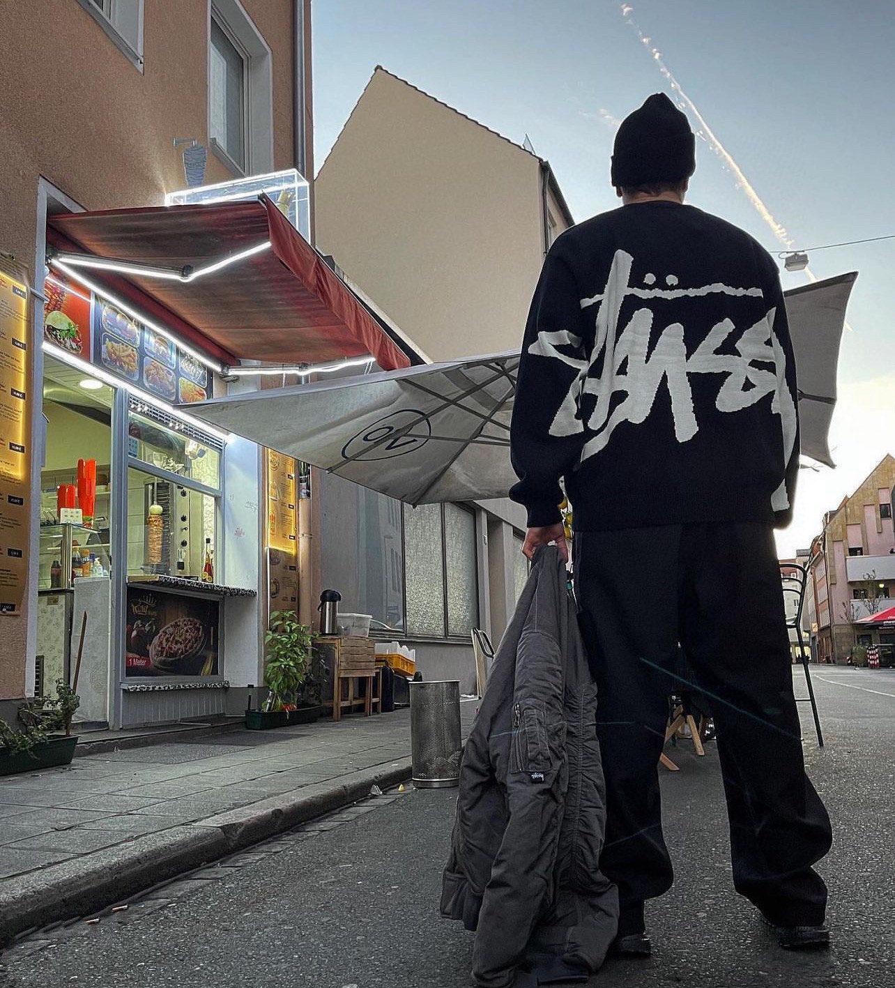 衛衣, 棒球服, 棉服, 夾克 - 款號 模特圖 Stussy 22冬季新款滿身大字母logo圓領情侶毛衣 街頭潮流Stussy始於海