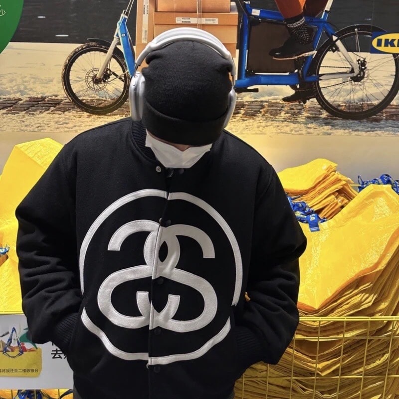 衛衣, 棒球服, 棉服, 夾克 - 薄款 。加厚 STUSSY惡搞香奈兒2023早春款斯圖西雙S字母logo大刺繡棒球服