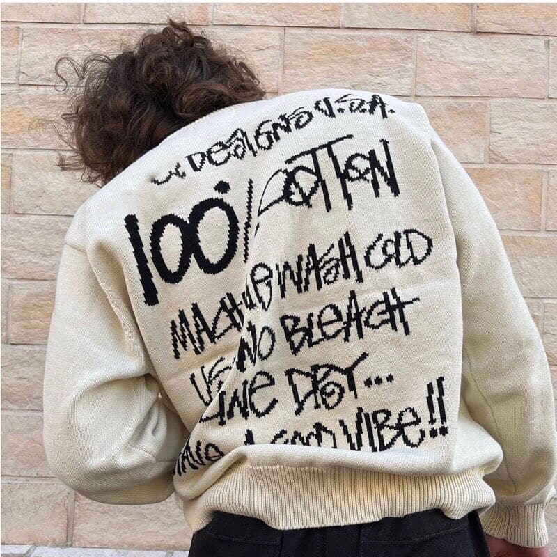 衛衣, 棒球服, 棉服, 夾克 - 款號 模特圖 22FW STUSSY斯圖西秋冬新款標簽經典草寫logo字母圓領毛衣 街頭潮流的一