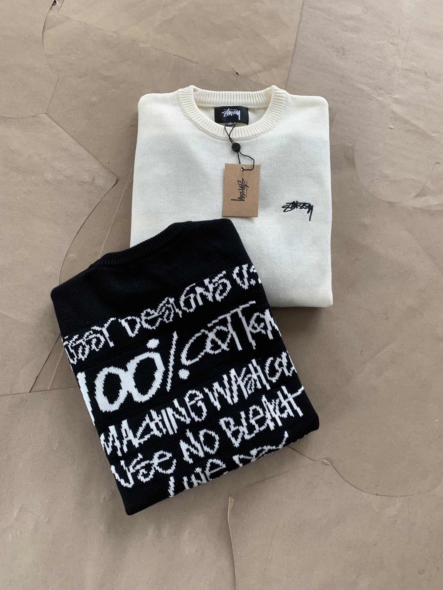衛衣, 棒球服, 棉服, 夾克 - 款號 22FW STUSSY斯圖西秋冬新款標簽經典草寫logo字母圓領毛衣 街頭潮流的一員Stu