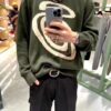衛衣, 棒球服, 棉服, 夾克 - 款號 22FW STUSSY斯圖西秋冬新款標簽經典草寫logo字母圓領毛衣 街頭潮流的一員Stu