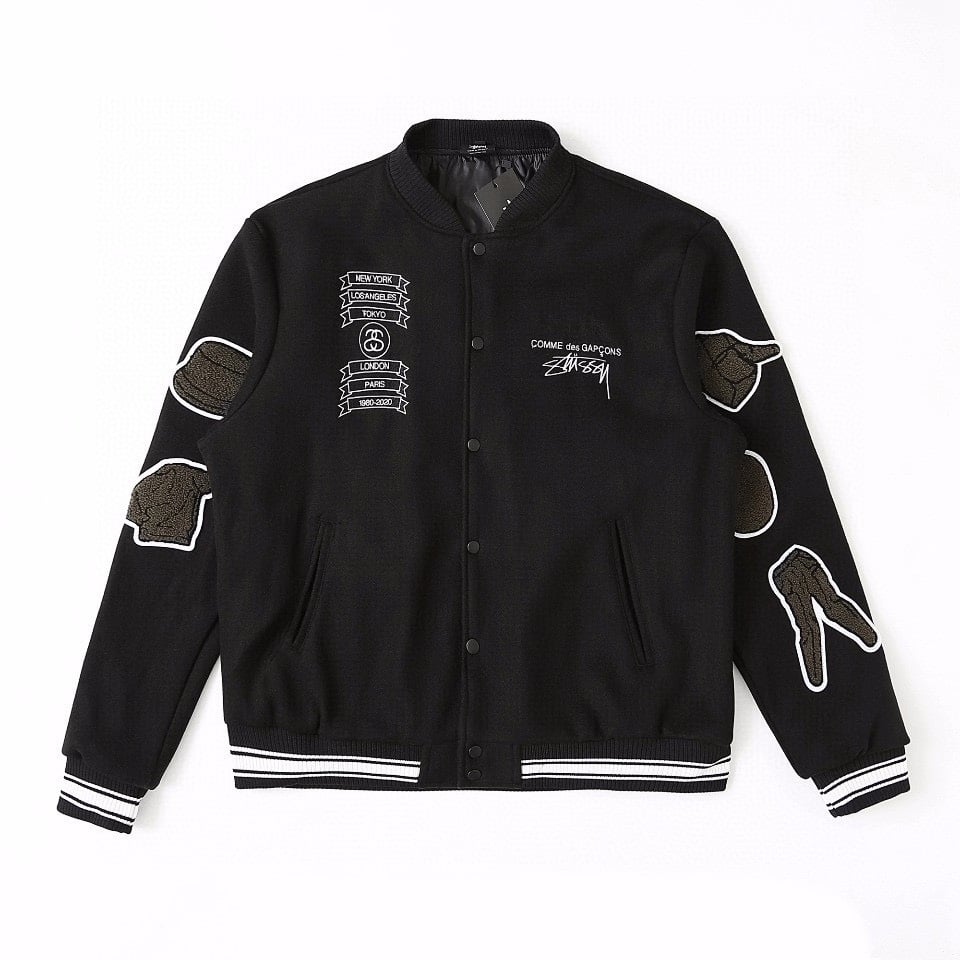 長褲, 衛衣, 棒球服, 棉服, 夾克 - 款號 STUSSY CDG 斯圖西40周年限定袖章刺繡棒球服 櫃子售價1000+ KENIJIM