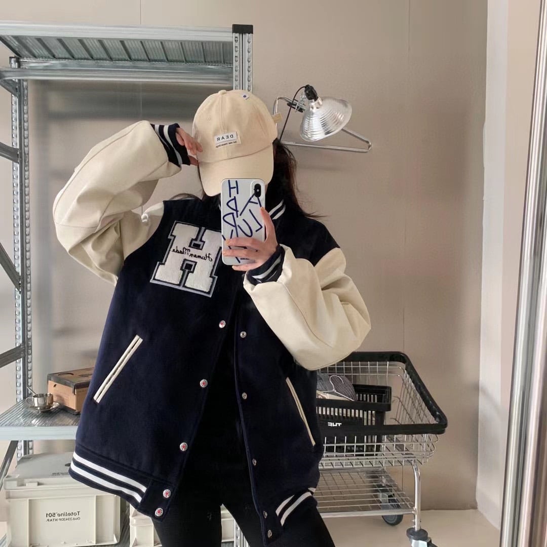 棒球服, 棉服, 夾克 - 薄款125 棉服135 模特圖 Human made愛心經典款棒球服夾克外套 定製720g毛呢混