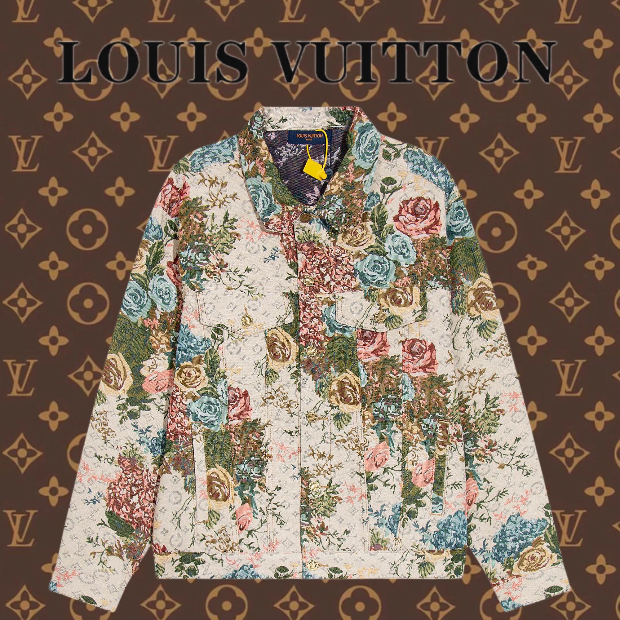 長褲, LOUIS VUITTON - DW Louis Vuitton 路易威登 花卉 玫瑰草提花真絲滿印外套經典老花滿印提花真絲外套 秋季首發