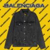 長褲, LOUIS VUITTON - DW 巴黎世* BALENCIAG* 膠帶logo水洗做舊牛仔外套 獨家定製100%純棉加厚牛仔面料 採用
