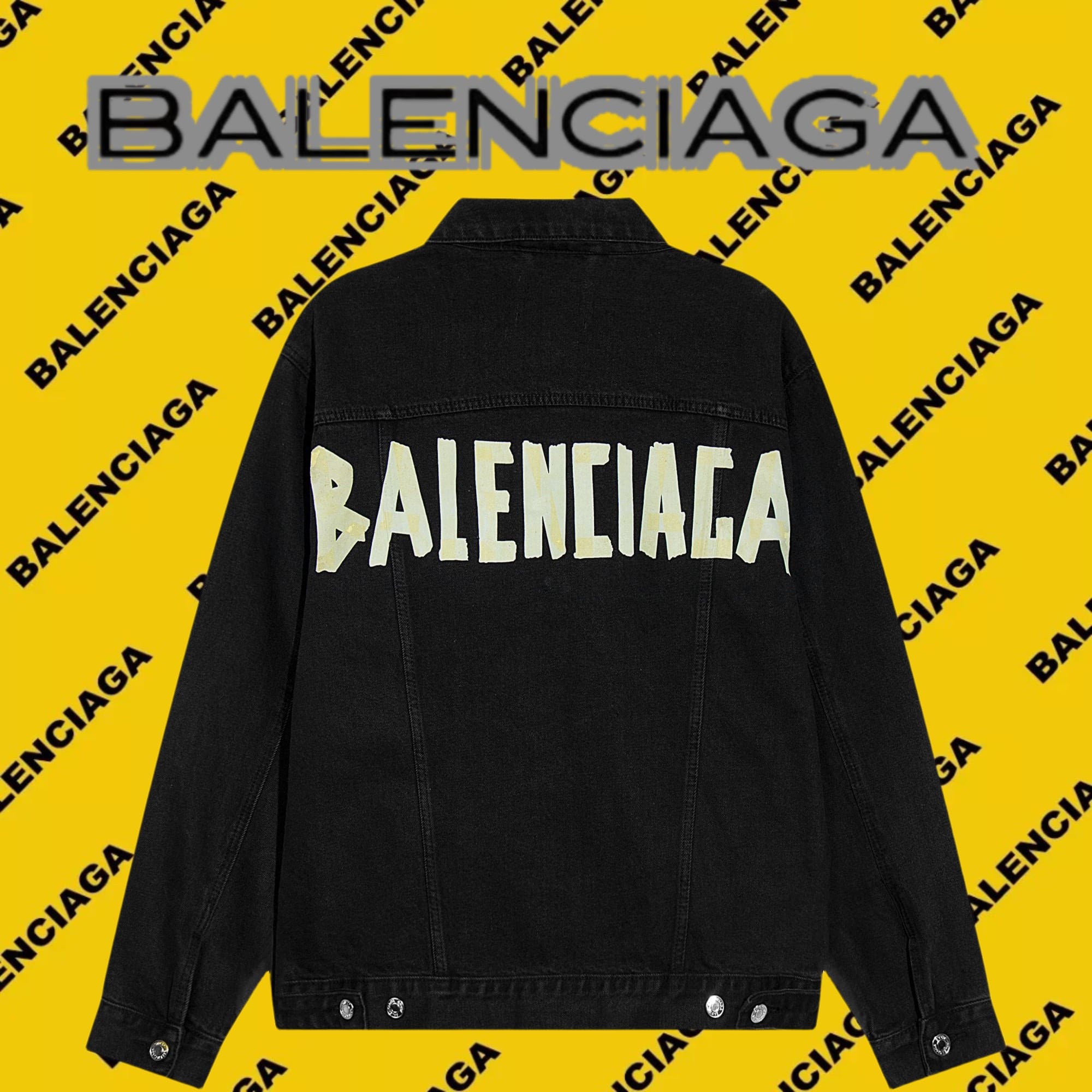 長褲, LOUIS VUITTON - DW 巴黎世* BALENCIAG* 膠帶logo水洗做舊牛仔外套 獨家定製100%純棉加厚牛仔面料 採用